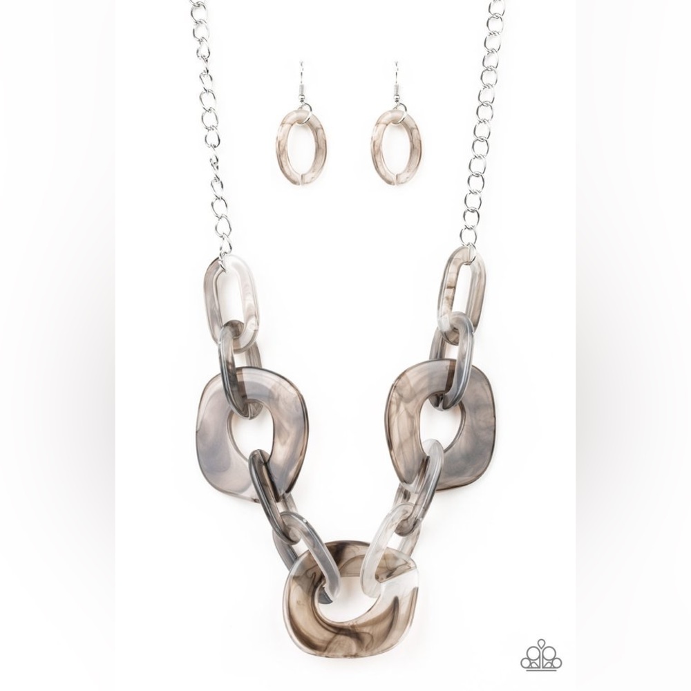 Courageously Chromatic Paparazzi - Silver Toned Necklace & Earrings Set - Picture 3 of 3
